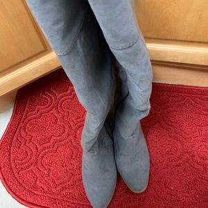 Above your knee gray faux boots.